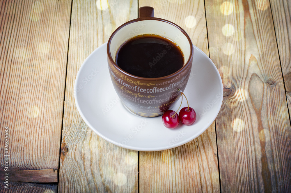 Obraz premium cup of coffee, cherry