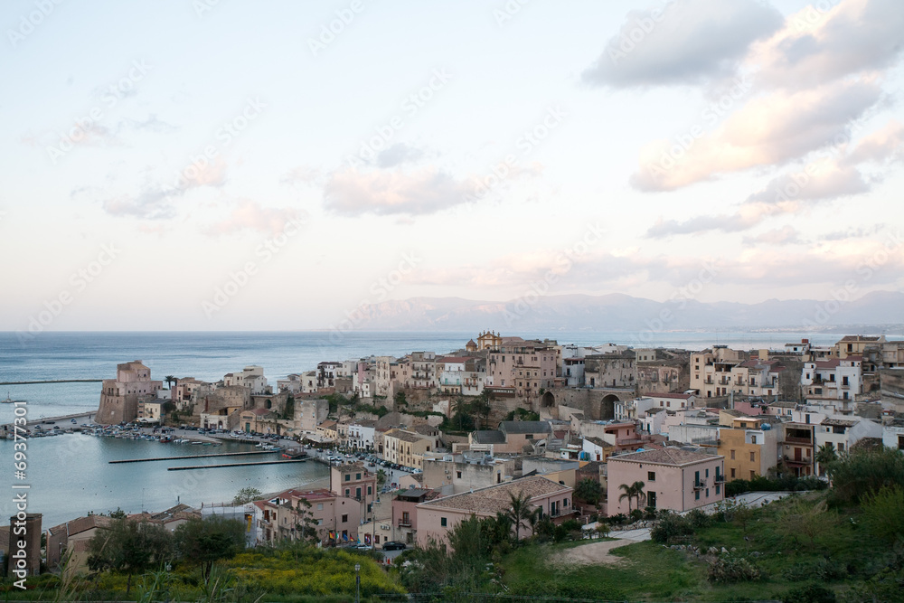 view of harbour of Castellammare del Golfo town, Sicily
