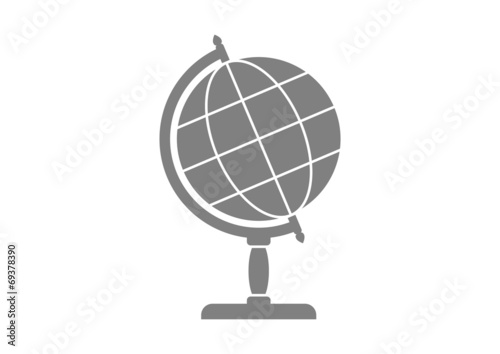 Grey globe icon on white background