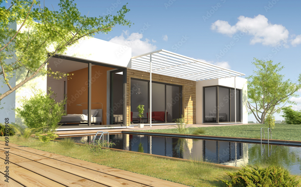 Obraz premium Maison avec une piscine