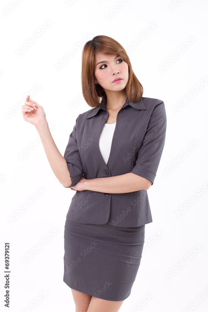 confident and positive business woman looking at blank space confident and positive business woman looking at blank space