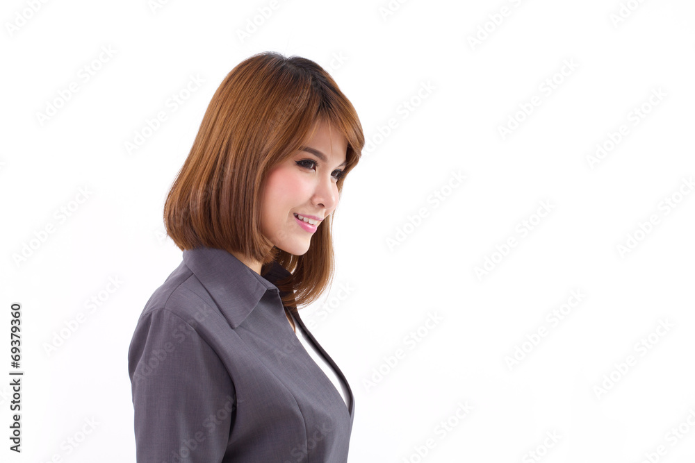confident and positive business woman looking at blank space confident and positive business woman looking at blank space