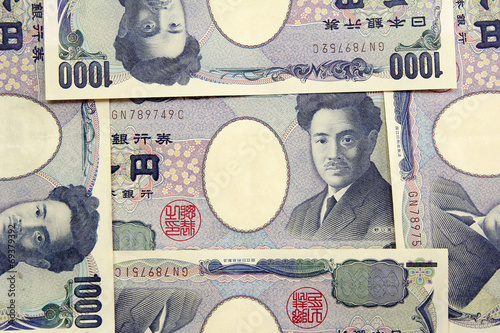 thousand yen banknotes background