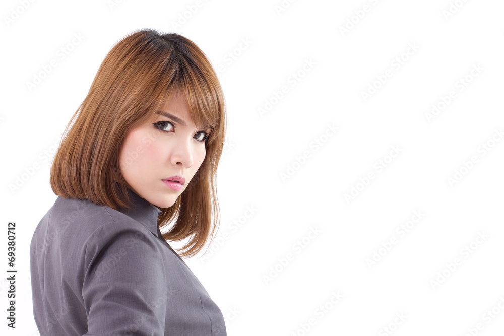 angry, upset business woman with arms akimbo, looking to you angry, upset business woman with arms akimbo, looking to you