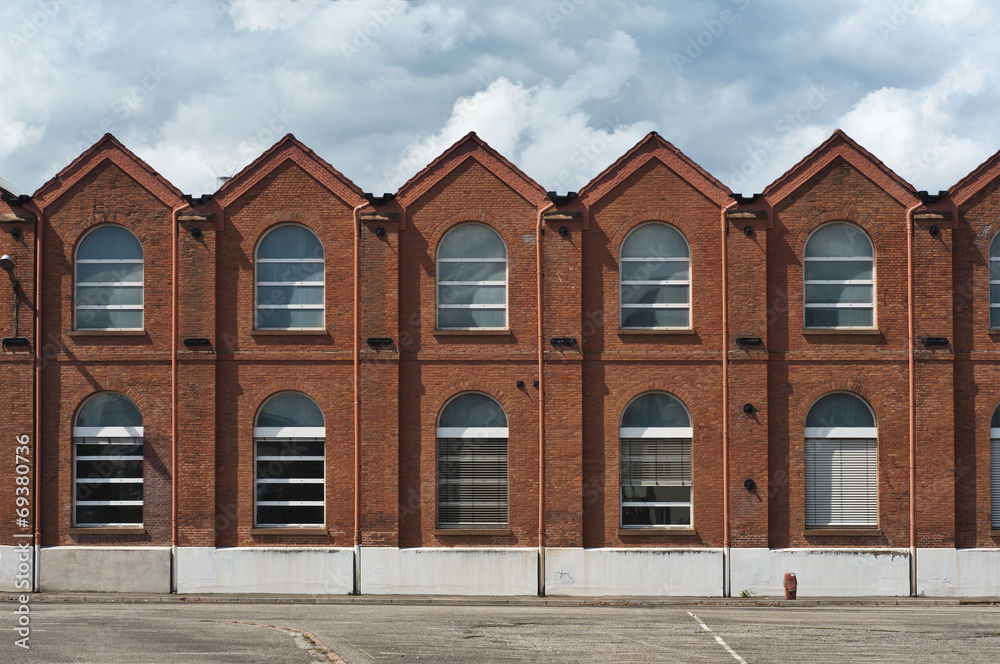 old industrial  brick facade