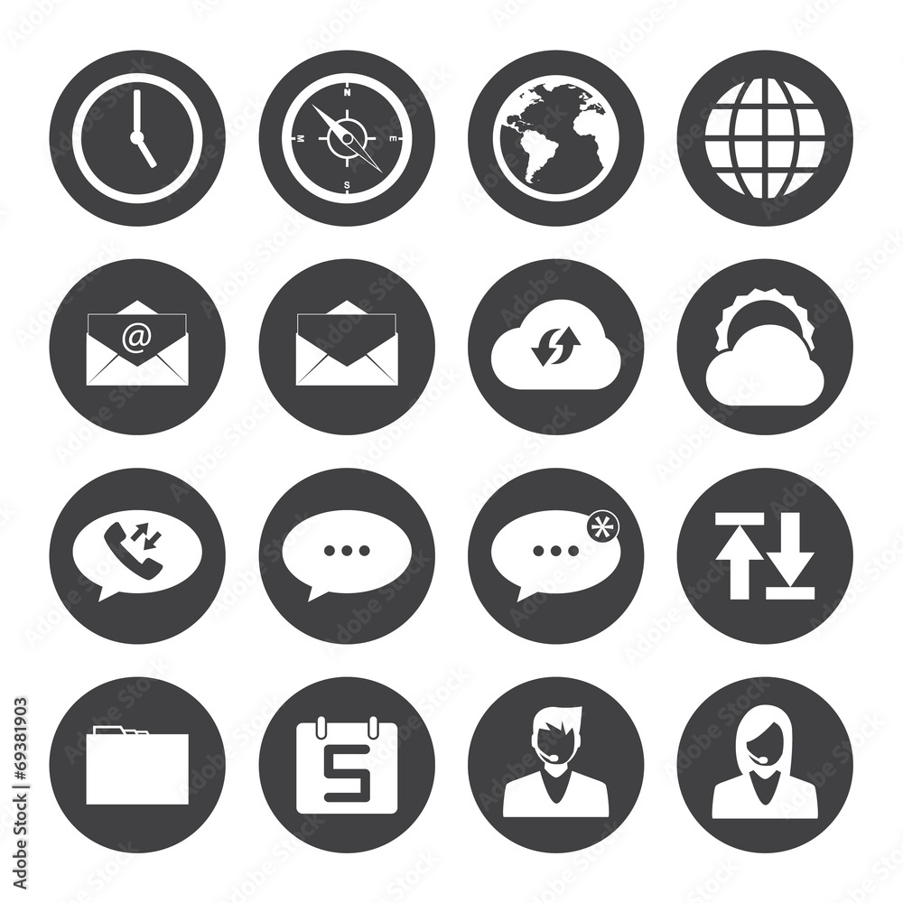 Black and White mobile phone icons connection set