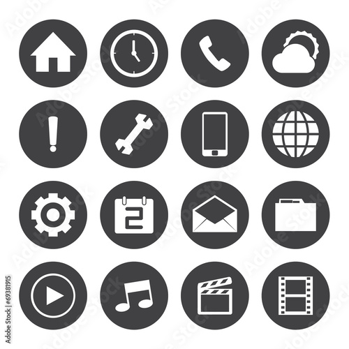 Black and White mobile icons set.Vector EPS10