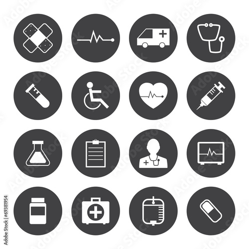 Black and White Medical Icons Collection Vector icon set. EPS 10