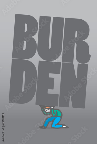 Guy carrying heavy burden word