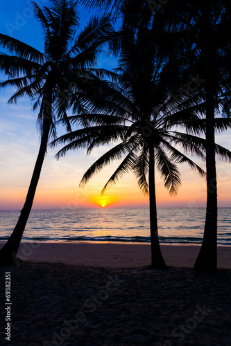 sunset on the beach.  Sunset over the tropical beach © EwaStudio