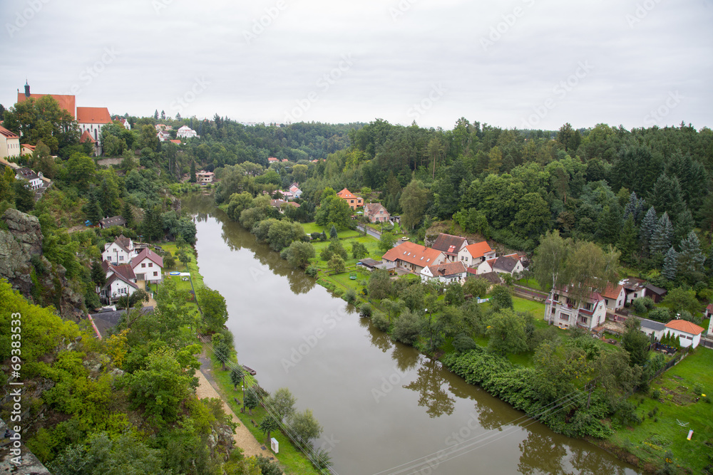 River Luznice and town Bechyne, Czech republic