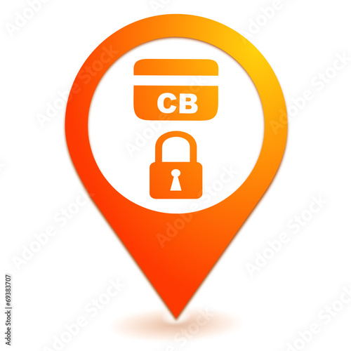 paiement sécurisé sur symbole localisation orange photo