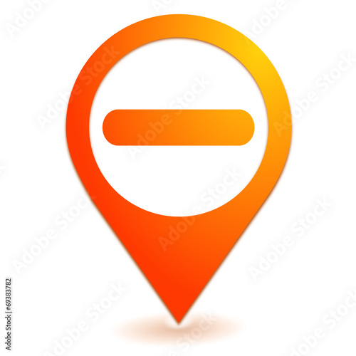 signe moins sur symbole localisation orange