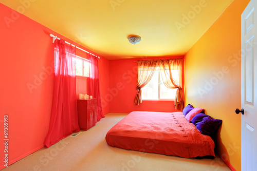Bright vivid colors bedroom interior