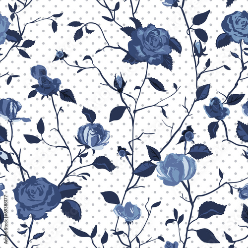Fototapeta Shabby Chic Rose Pattern and seamless background.