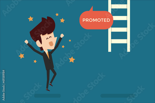 Successful businessman promoted flat design