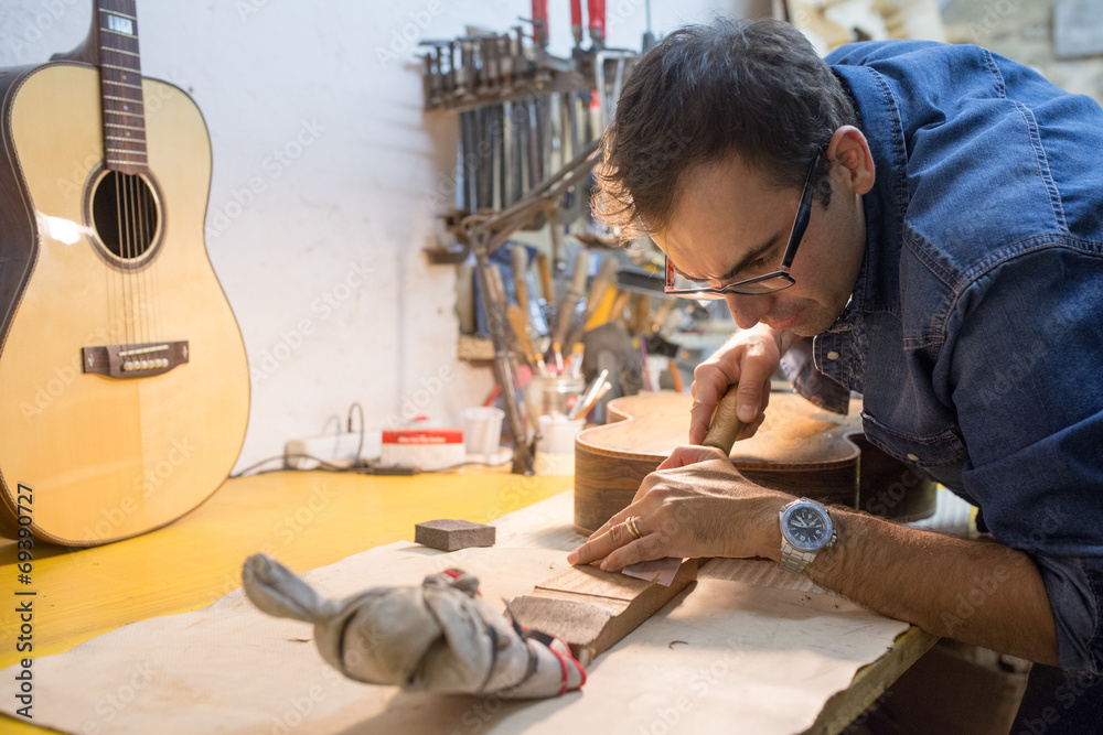 One luthier working on his next guitar