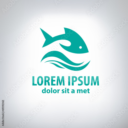 Fish abstract vector design logo template.