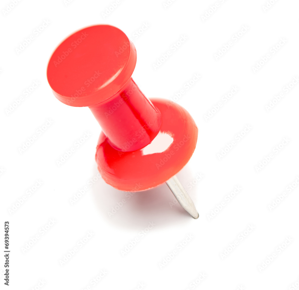 Obraz premium Red Pushpin on White