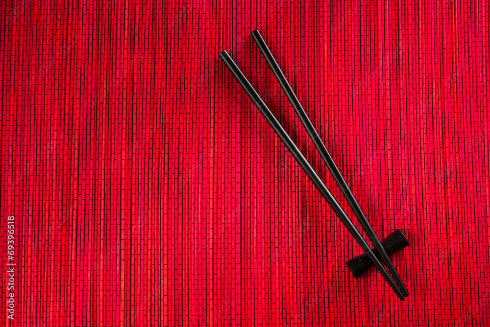 Chopsticks on bamboo mat Chopsticks on bamboo mat