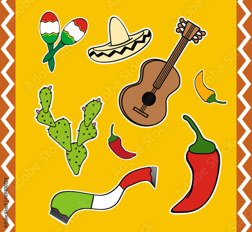 mexican cartoon elemments pack in vector format