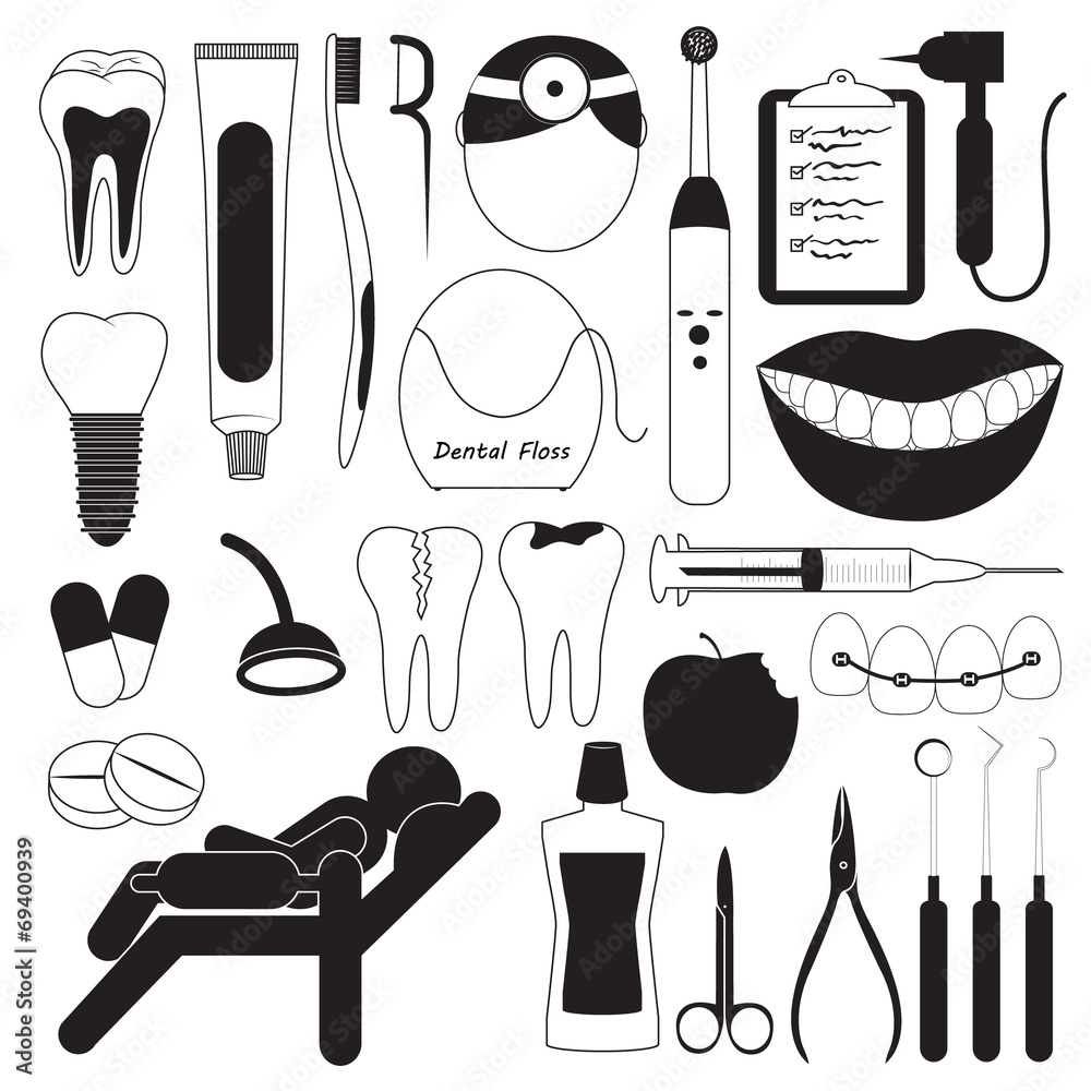 Fototapeta premium Dental and Teeth Care Icons
