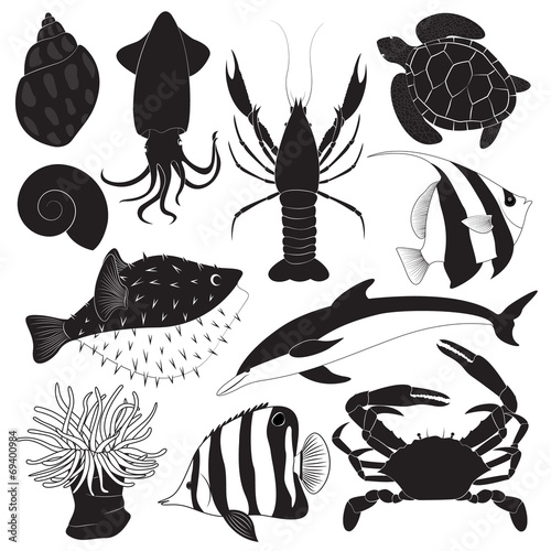 Black Sea Creature Icons photo