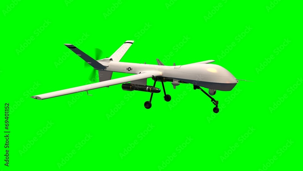 armed predator drone in flight - green screen armed predator drone in flight - green screen