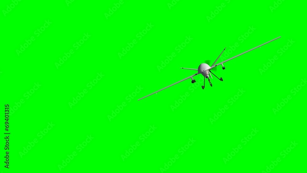 armed predator drone in flight on the camera - green screen armed predator drone in flight on the camera - green screen