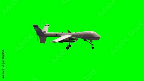 Wallpaper Mural armed predator drone in flight - green screen Torontodigital.ca