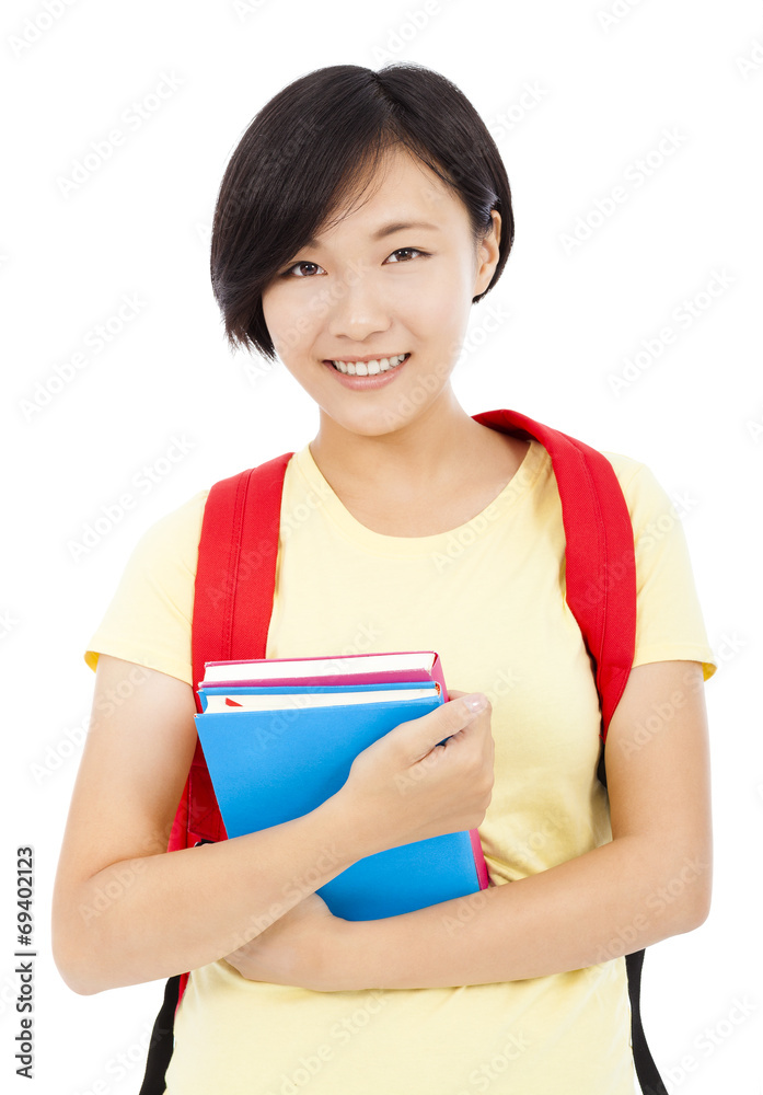 pretty student girl standing over white background pretty student girl standing over white background