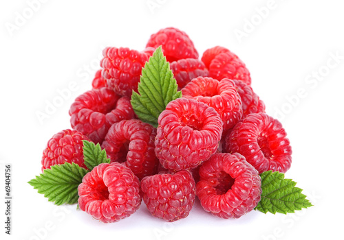 Raspberry fruit on white