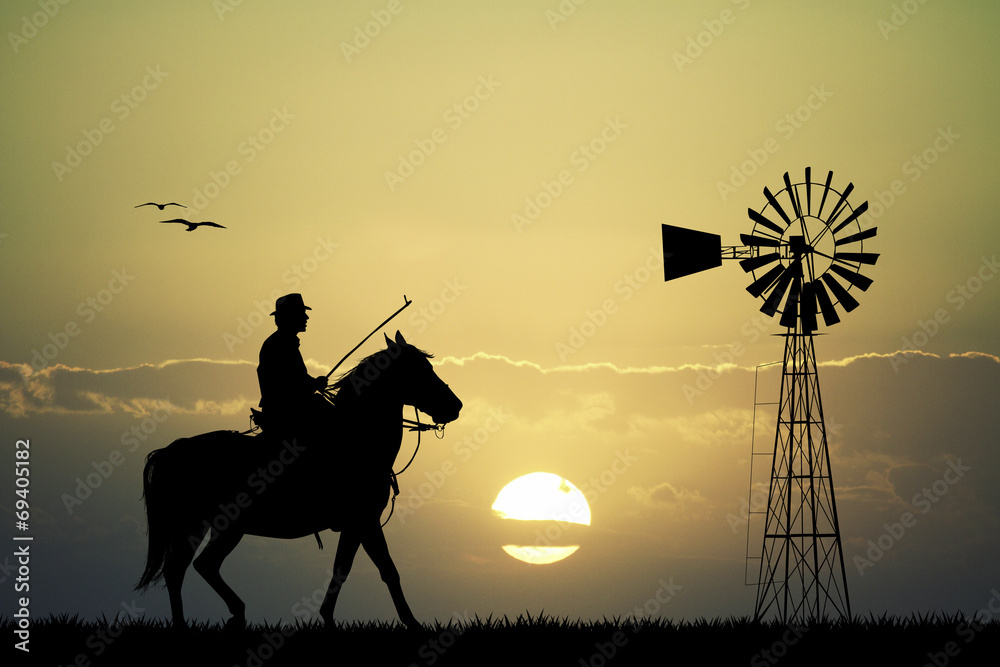 Horses at sunset