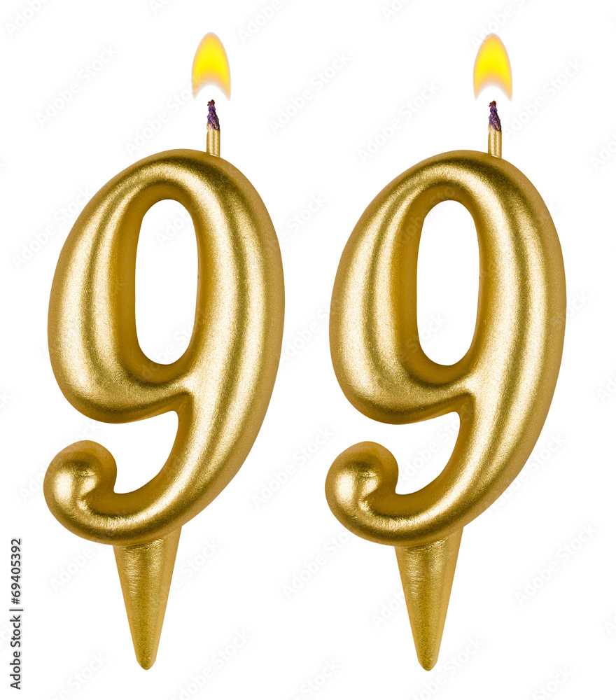 Birthday candles number ninety nine one isolated on white Birthday candles number ninety nine one isolated on white