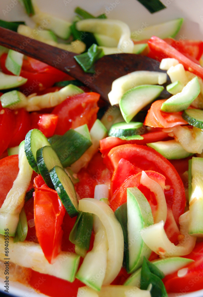 closeup of chopped fresh seasonal vegetables closeup of chopped fresh seasonal vegetables