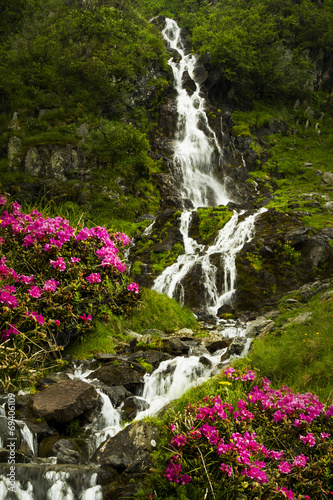 Waterfall in the Carpathians Mountain