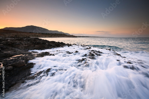 Rocky coast in southern Crete, Greece.