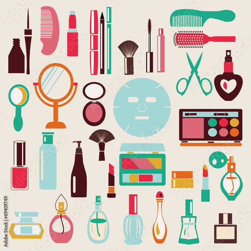 make-up-beauty cosmetic icons-set