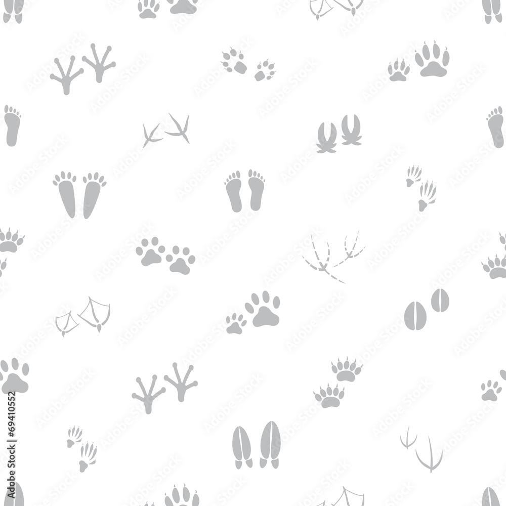 Naklejka premium basic animal footprints gray and white seamless pattern eps10