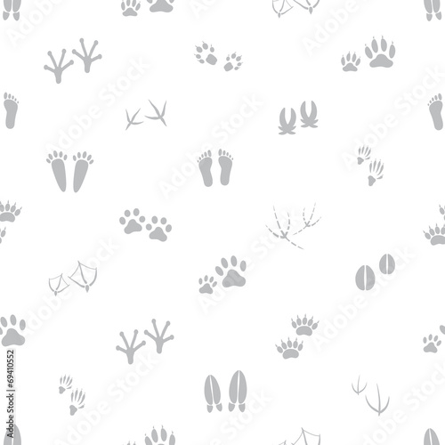 basic animal footprints gray and white seamless pattern eps10