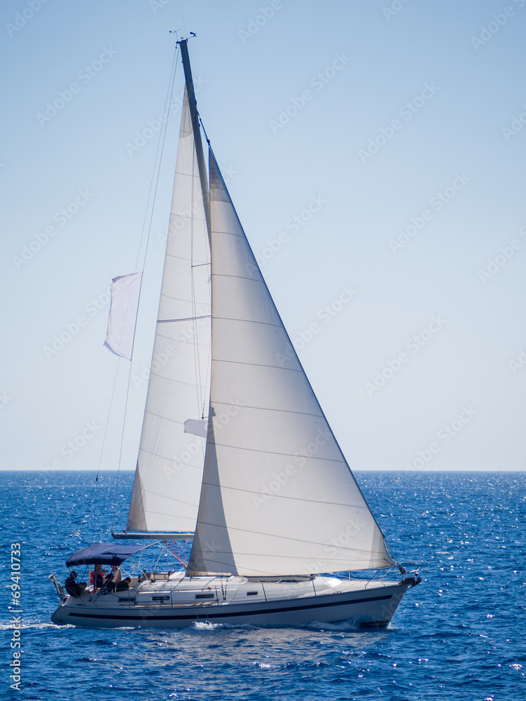 Sailing yacht in Lefkada Greece - obrazy, fototapety, plakaty 