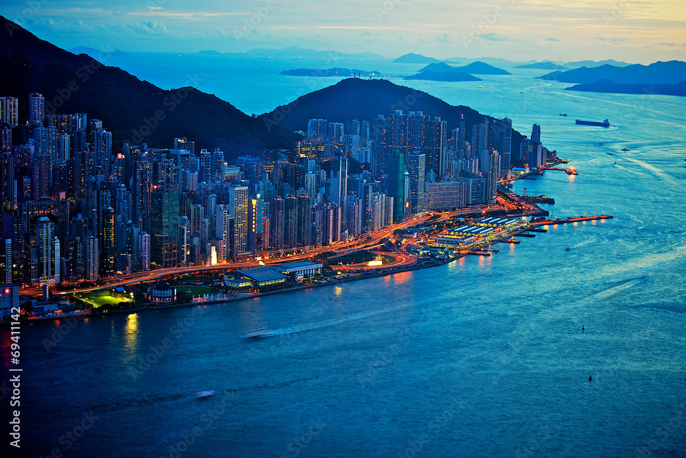 Hong Kong harbour night view