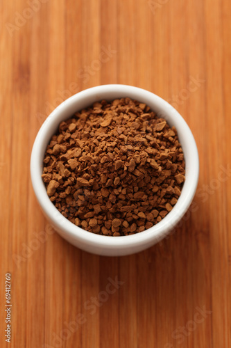 Instant coffee granules in a bowl