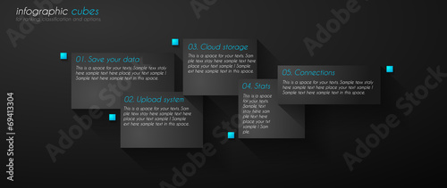 Infographic design template with paper tags.