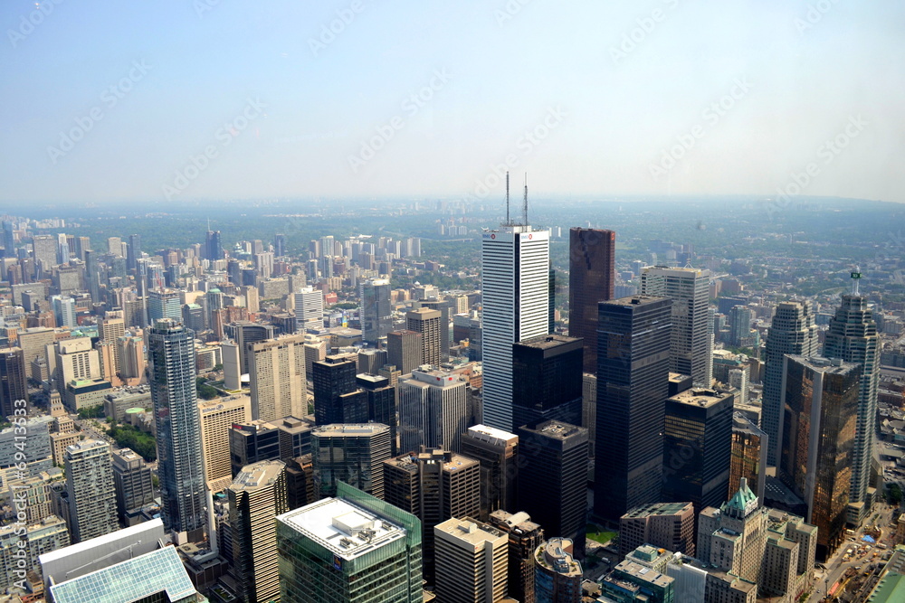 Aerial view of Toronto skyscrapers