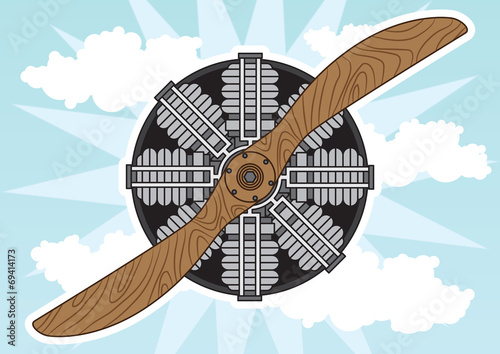 old cartoon propeller with engine