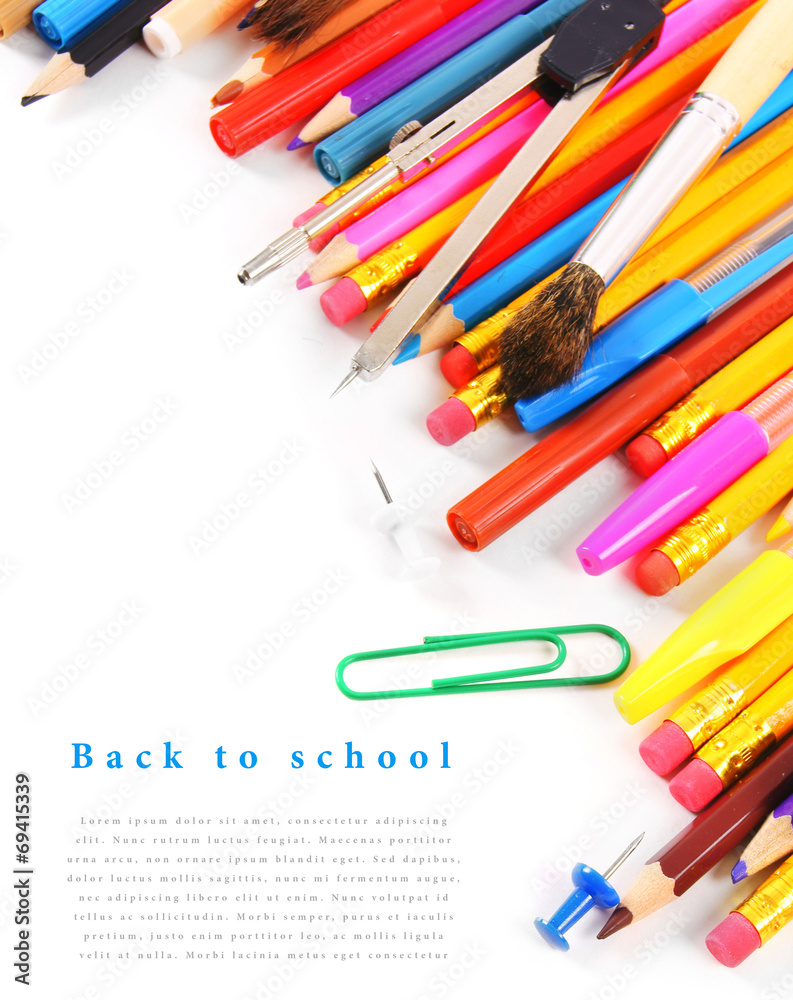 School tools and accessories on a white background. School tools and accessories on a white background.