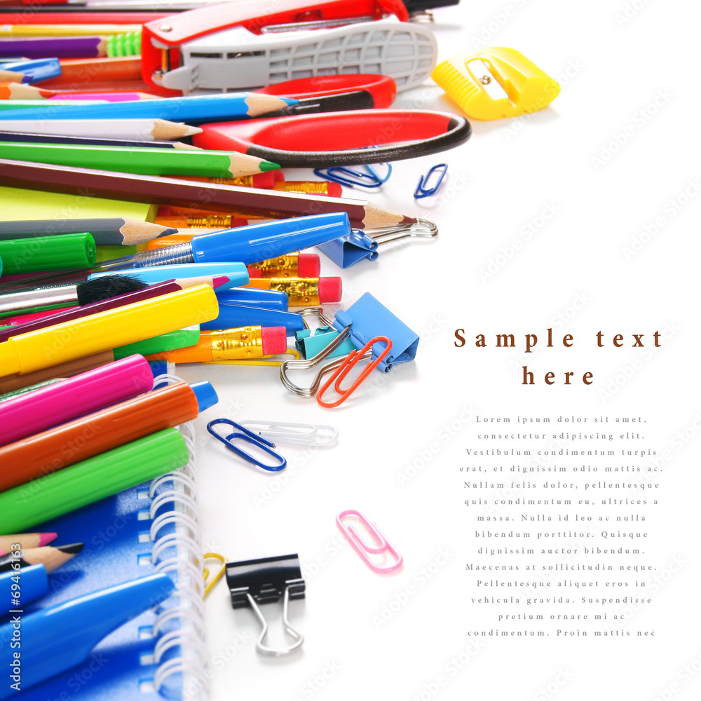 School tools and accessories on a white background. School tools and accessories on a white background.