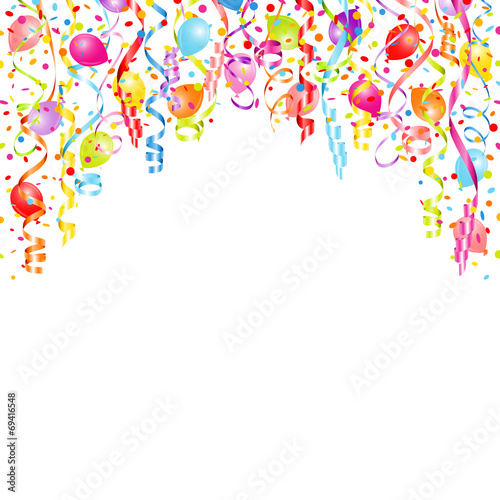 Streamer, Confetti & Balloons Color Background