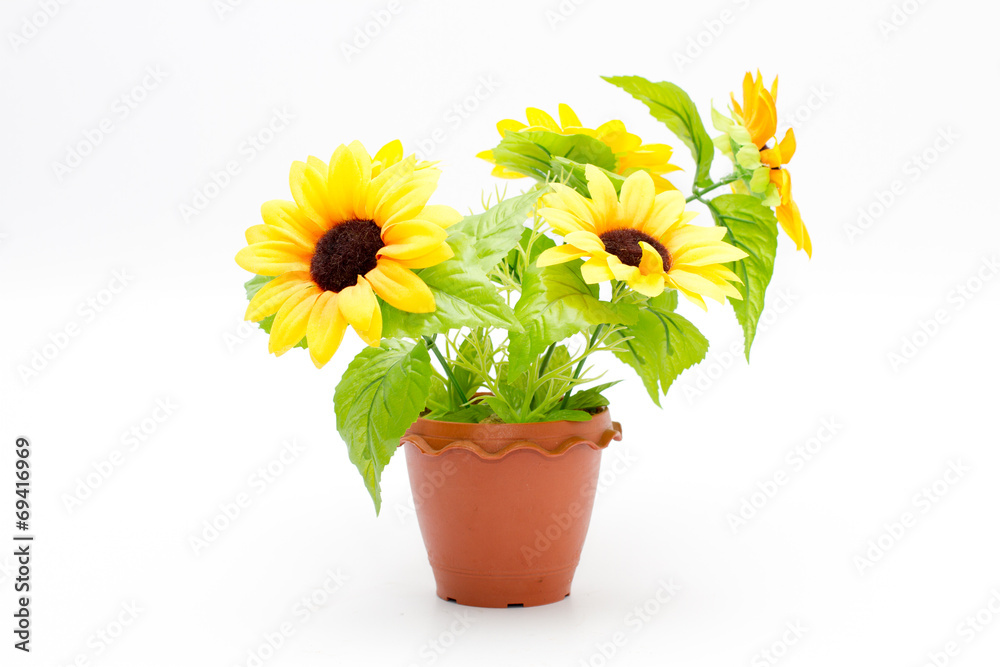 plastic  sunflower isolated on white background